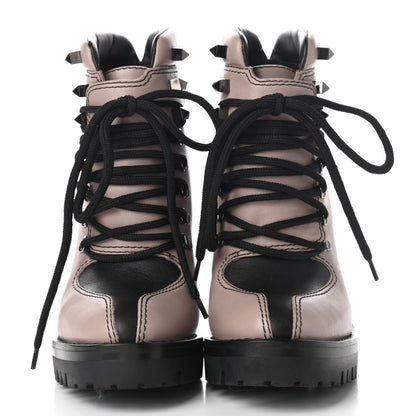 Valentino Garavani Calfskin Rockstud Lace-Up Ankle Boots 35.5 Poudre Black 2 of 9