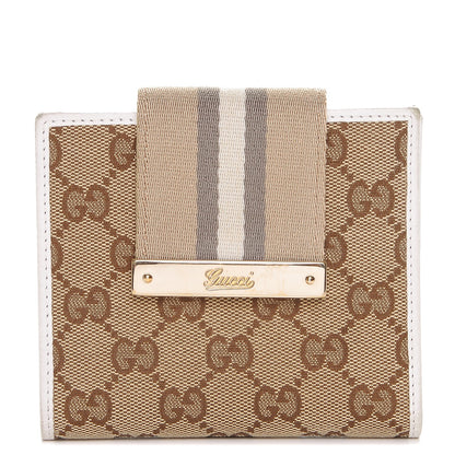 Gucci Monogram Ladies Web French Flap Wallet White 1 of 7
