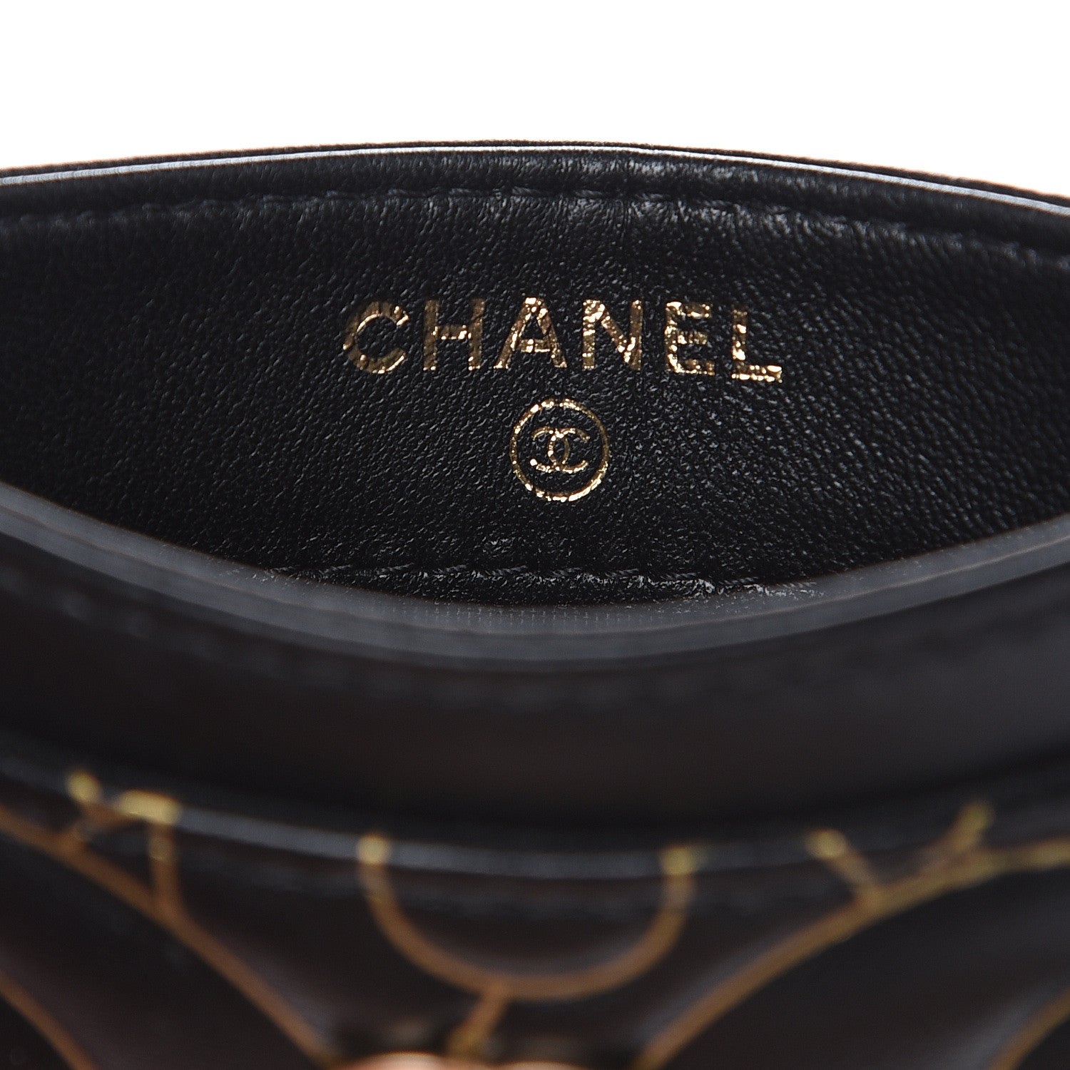 Chanel Lambskin Camellia Embossed Card Holder Black Gold 6 of 9
