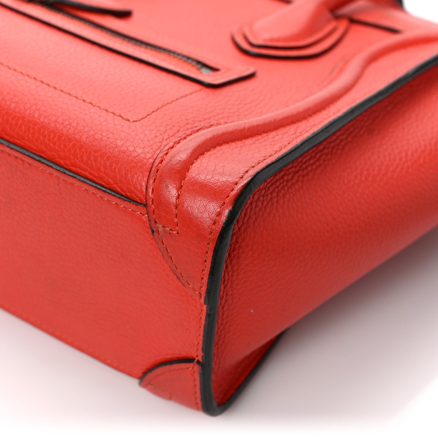 Drummed Calfskin Nano Luggage Vermillion