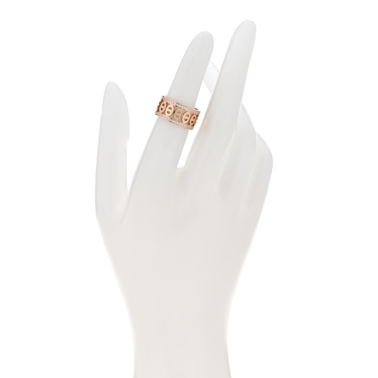 Hermes 18K Rose Gold Diamond PM Chaine d'Ancre Divine Ring 50 5.25 2 of 5