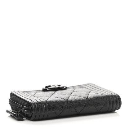 Chanel Caviar Quilted Boy Zip Around Coin Purse Wallet So Black 4 of 11