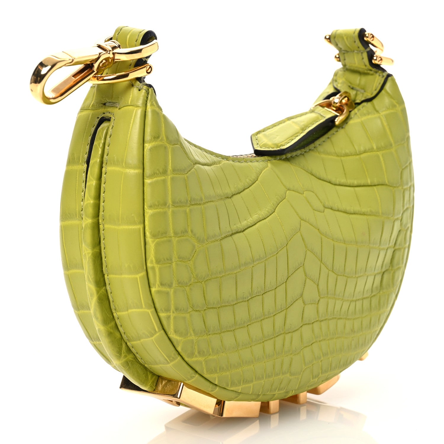 Fendi Crocodile Nano Fendigraphy Hobo Charm Wasabi 2 of 10