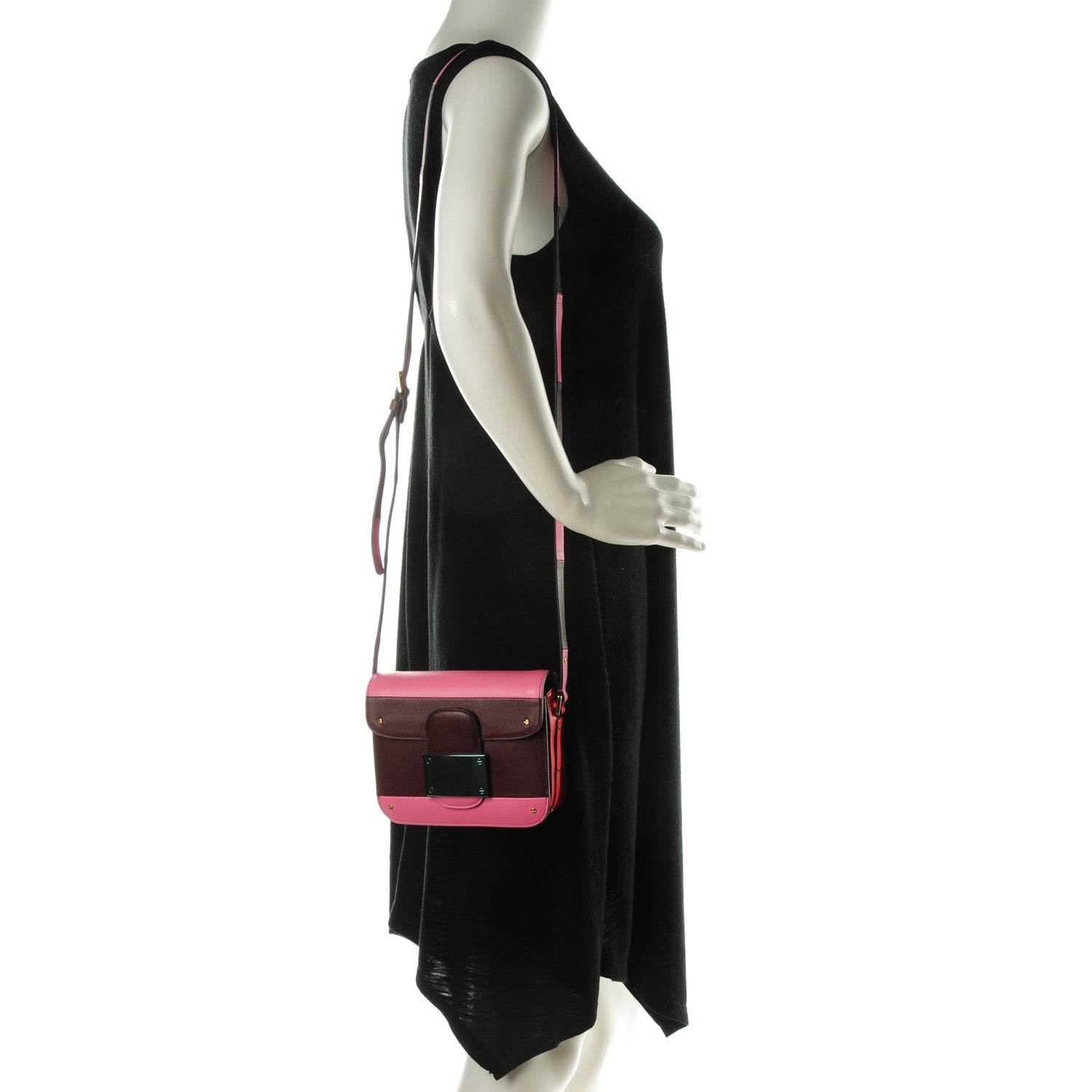Valentino Garavani Calfskin Rivet Colorblock Mini Shoulder Bag Ninphea Rubin 2 of 7