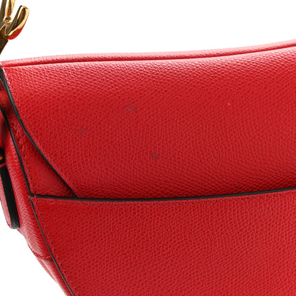 Christian Dior Grained Calfskin Saddle Bag Red 11 of 11