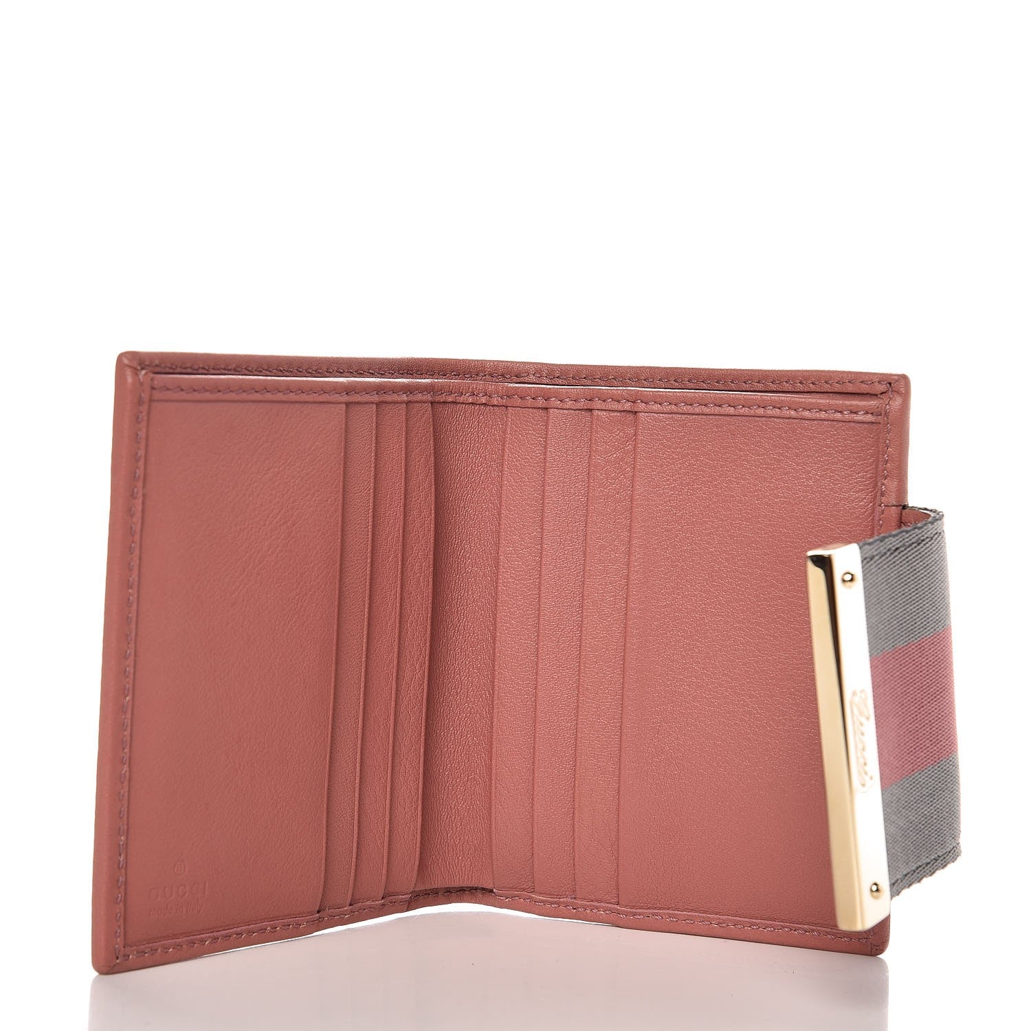 Gucci Monogram Web Compact Flap Wallet Pink 5 of 7