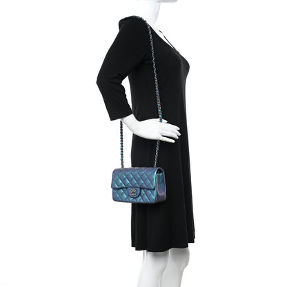 Chanel Iridescent Lambskin Quilted Mini Rectangular Flap Turquoise 3 of 11