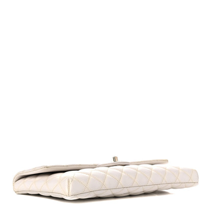 Chanel Caviar Quilted Flap Clutch White 3 of 9