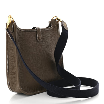 Hermes Taurillon Clemence Amazone Evelyne TPM Etoupe Bleu Indigo 3 of 9