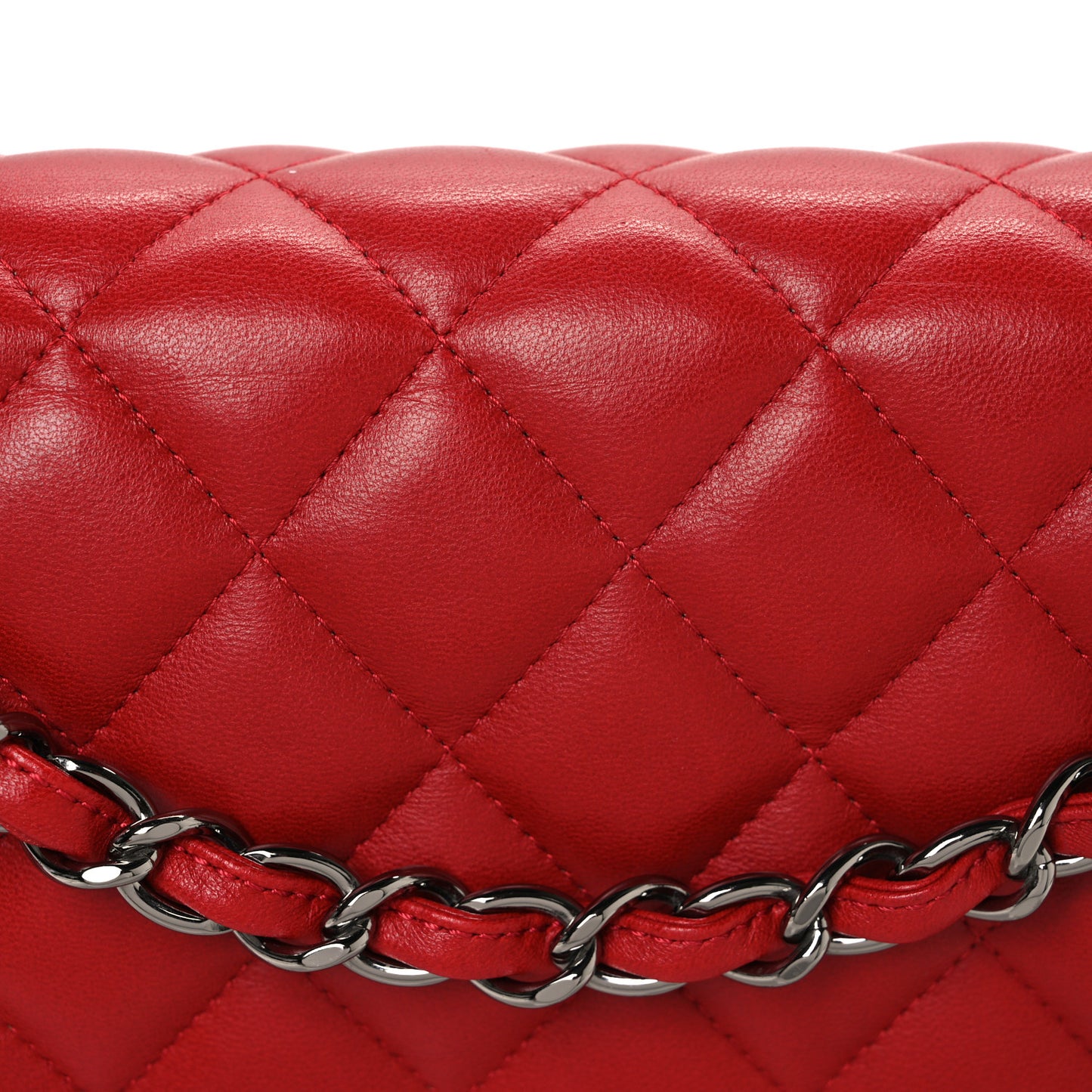 Lambskin Quilted Jumbo Double Flap Red