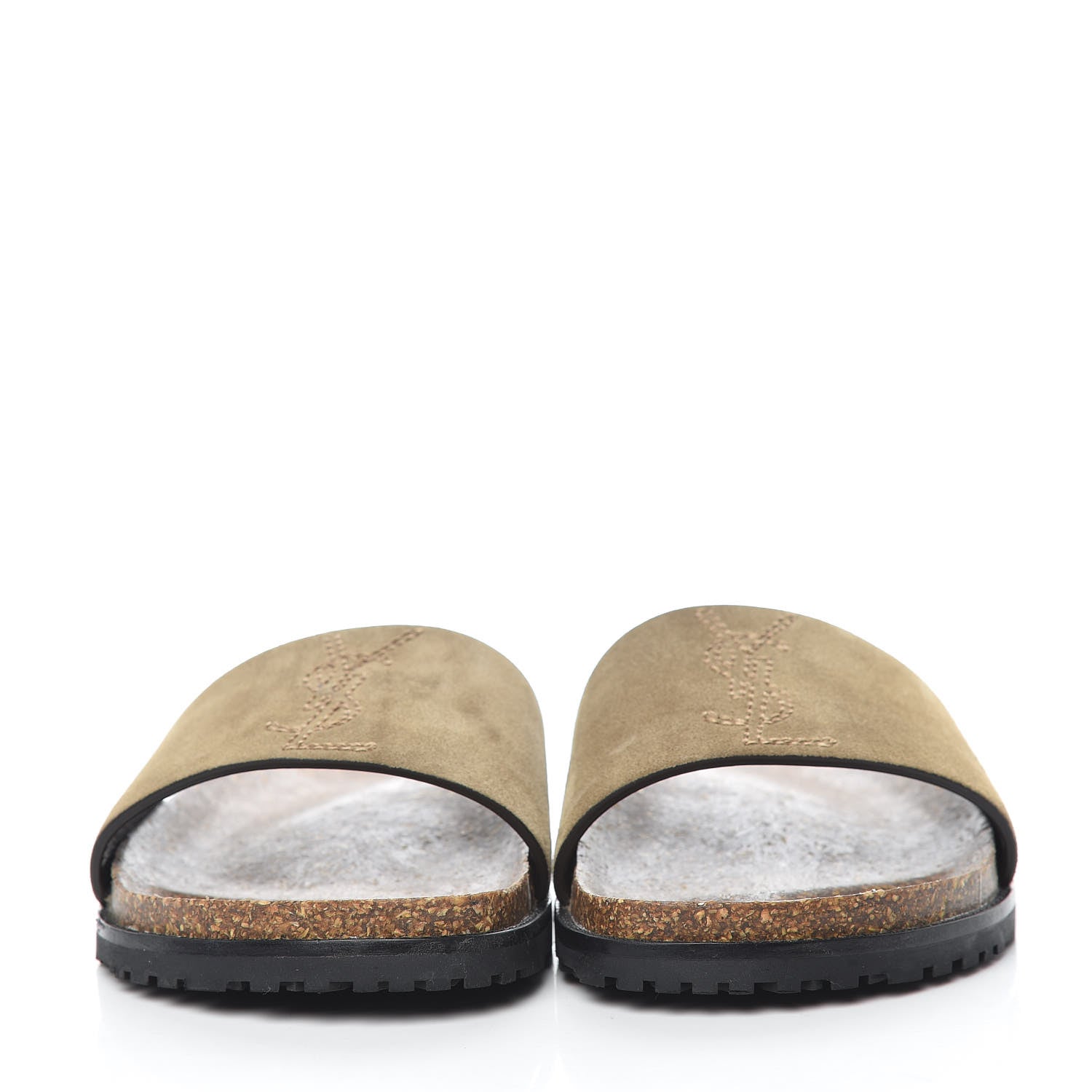 Saint Laurent Suede Joan Slide Sandals 37 Brown 2 of 10