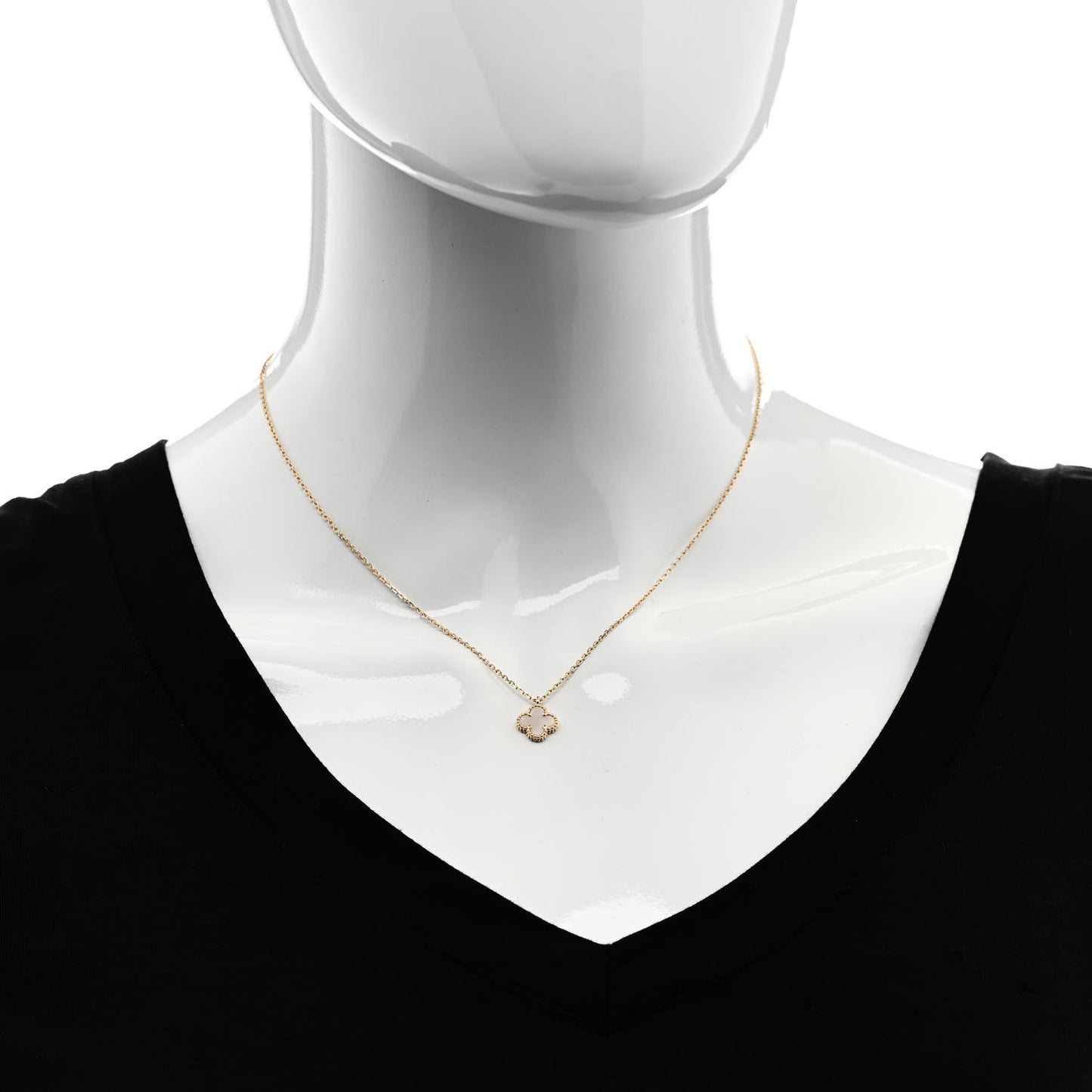 18K Yellow Gold Mother of Pearl Sweet Alhambra Pendant Necklace
