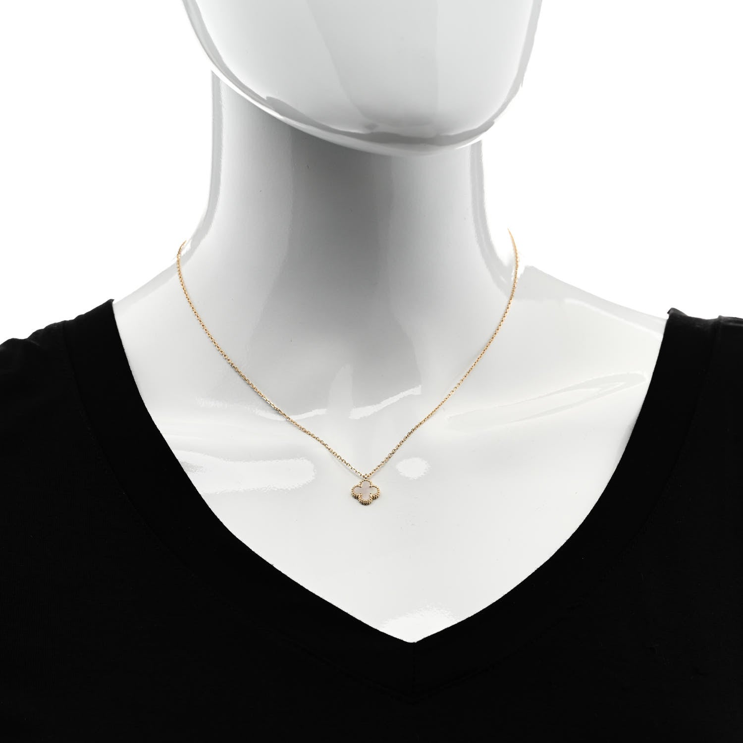 Van Cleef & Arpels 18K Yellow Gold Mother of Pearl Sweet Alhambra Pendant Necklace 2 of 5