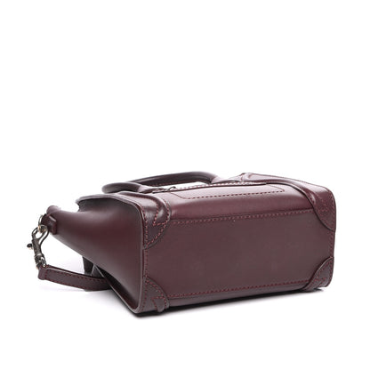 Celine Smooth Calfskin Nano Luggage Burgundy 4 of 9