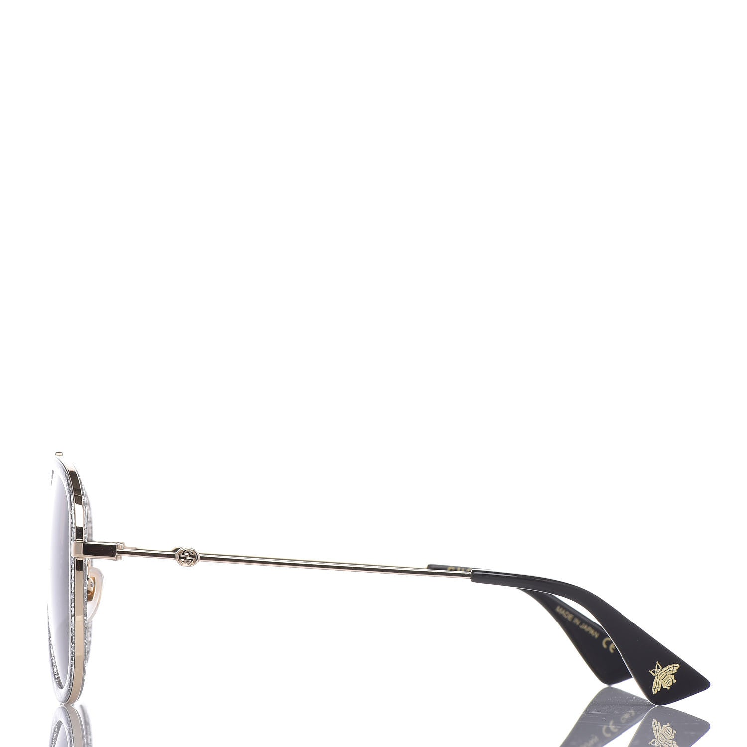 Gucci Glitter Aviator Sunglasses GG0062S Silver 3 of 7