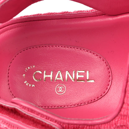 Chanel Knit Fabric Velcro Dad Sandals 40 Pink 8 of 11