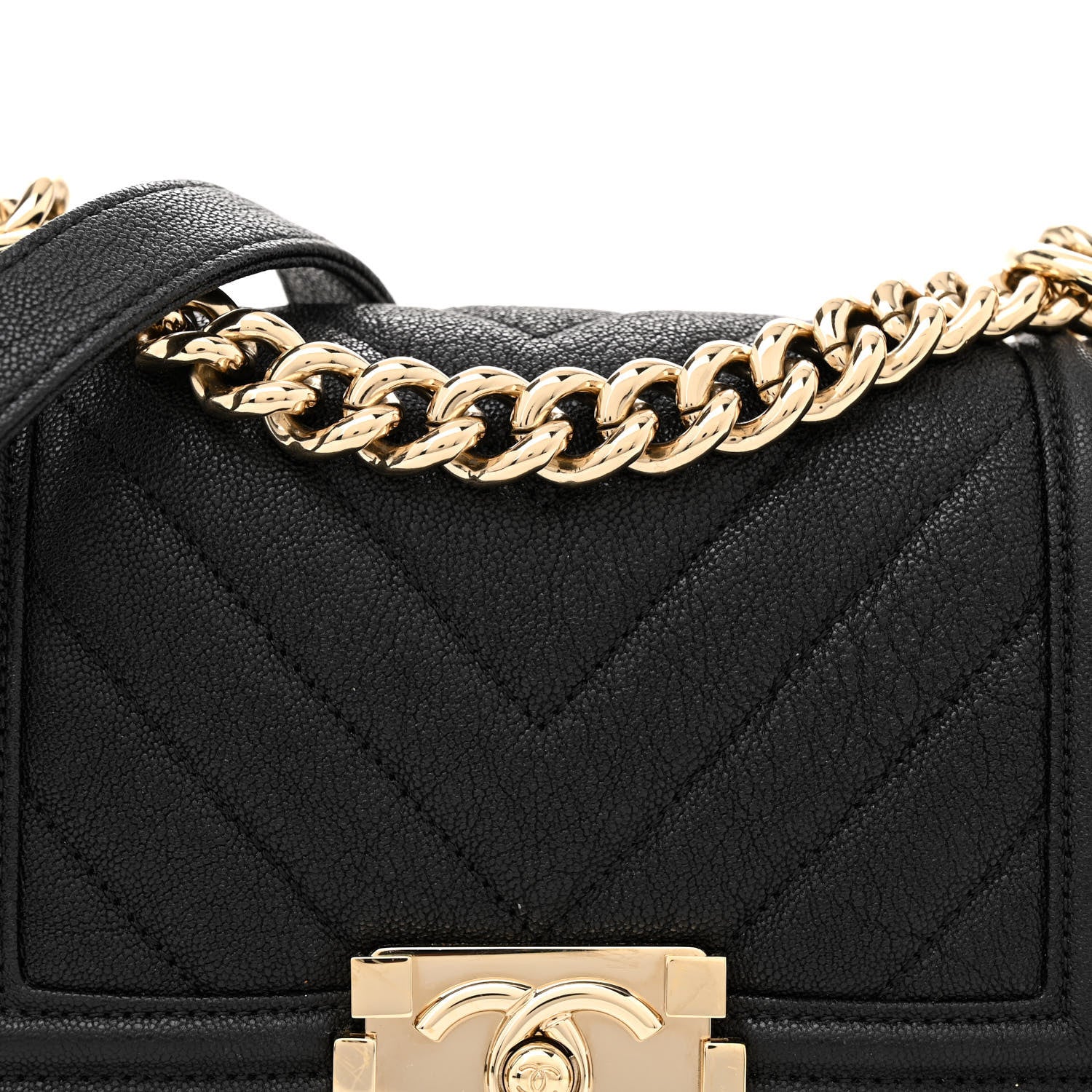 Chanel Iridescent Caviar Chevron Quilted Small Boy Flap Black 8 of 10