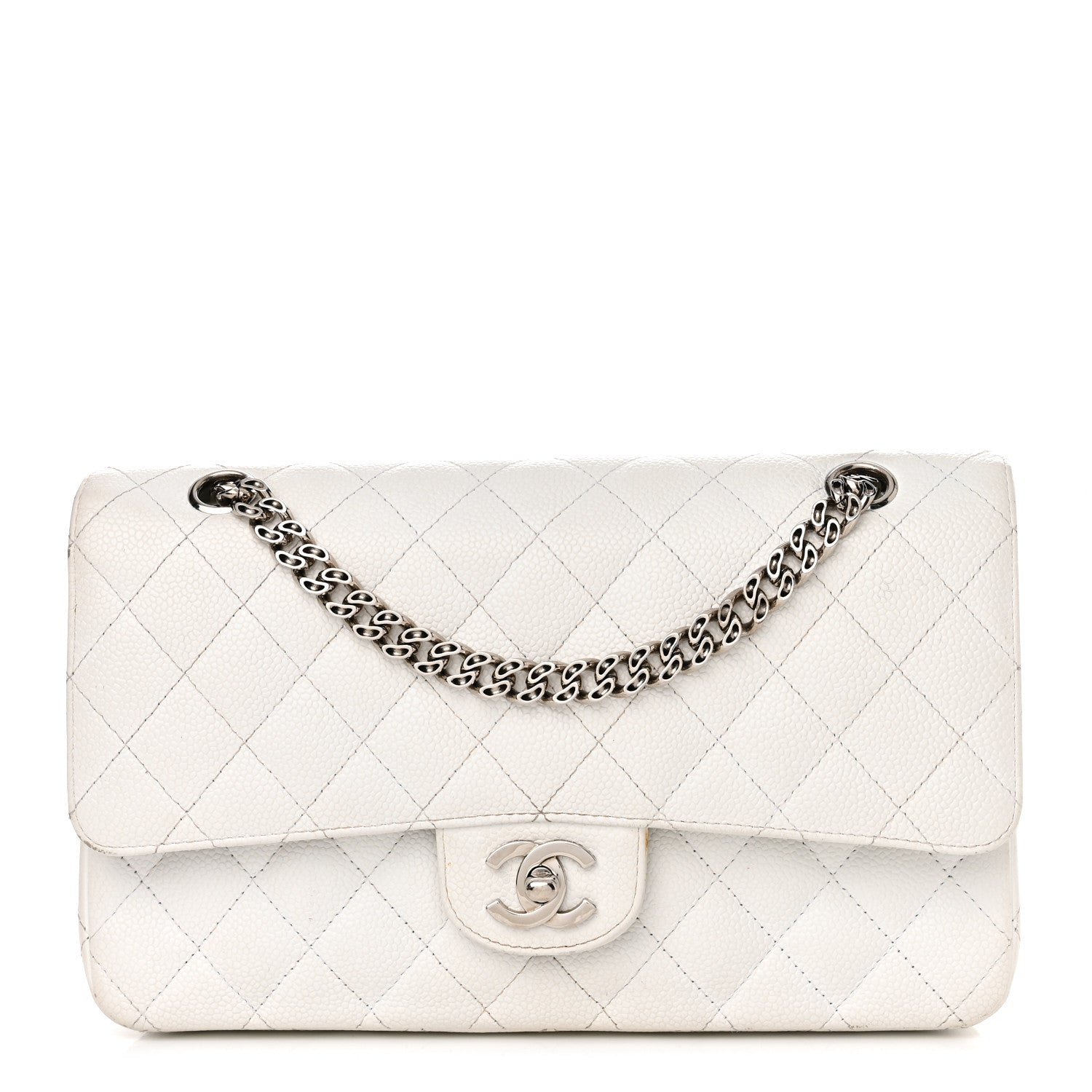 Chanel Caviar Quilted Medium Double Flap Bijoux Chain White 1 of 21