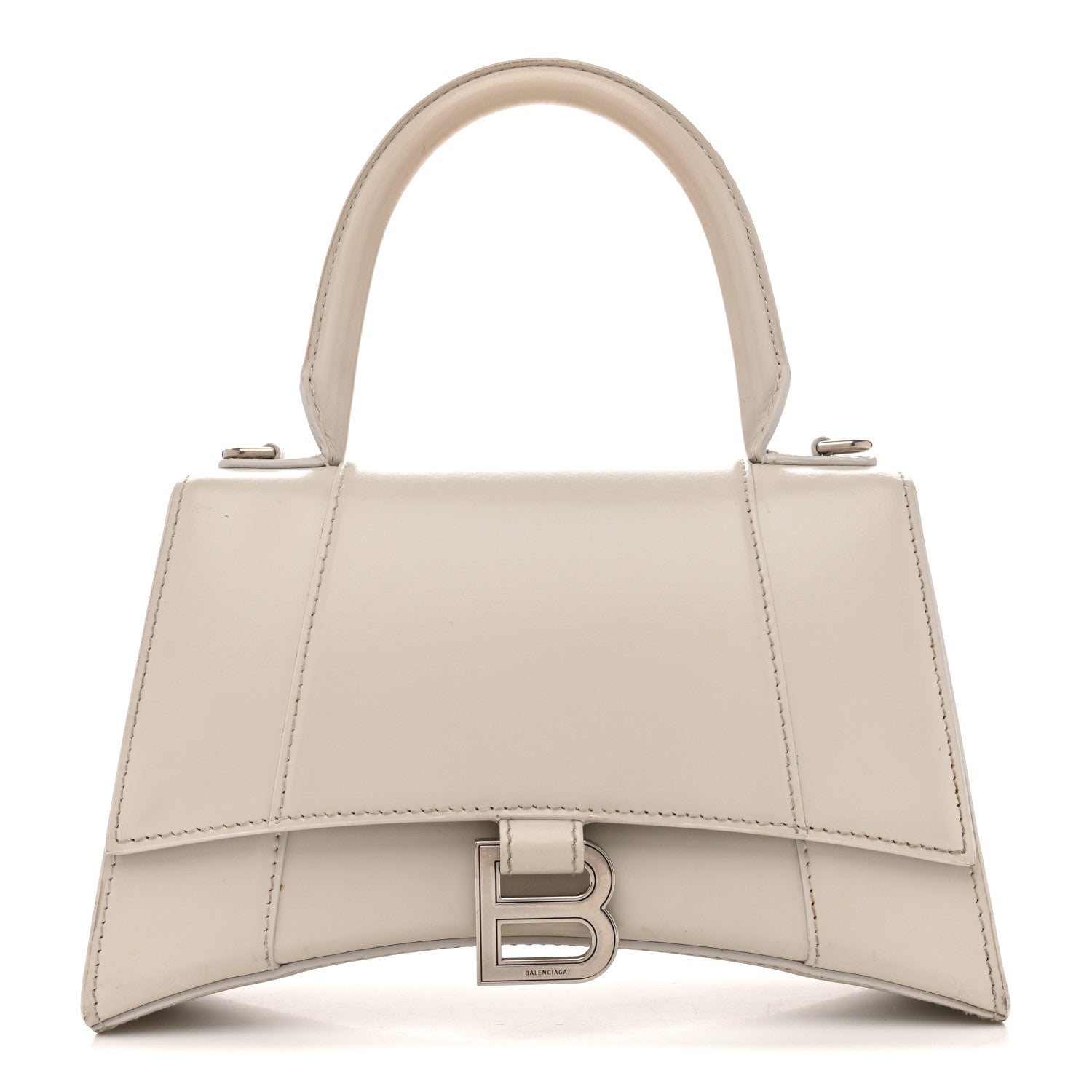 Balenciaga Shiny Box Calfskin Small Hourglass Top Handle Bag Chalky White 1 of 18