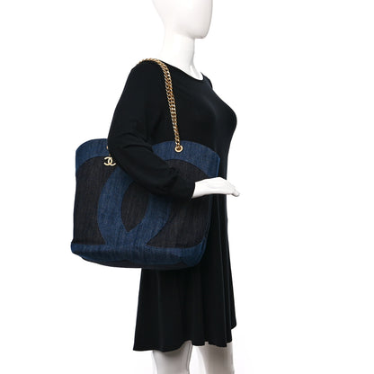 Chanel Denim Large Two Tone CC Shopping Tote Blue 2 of 12