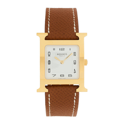 Hermes Stainless Steel Epsom 26mm Heure H Hour Quartz Watch Gold 1 of 5