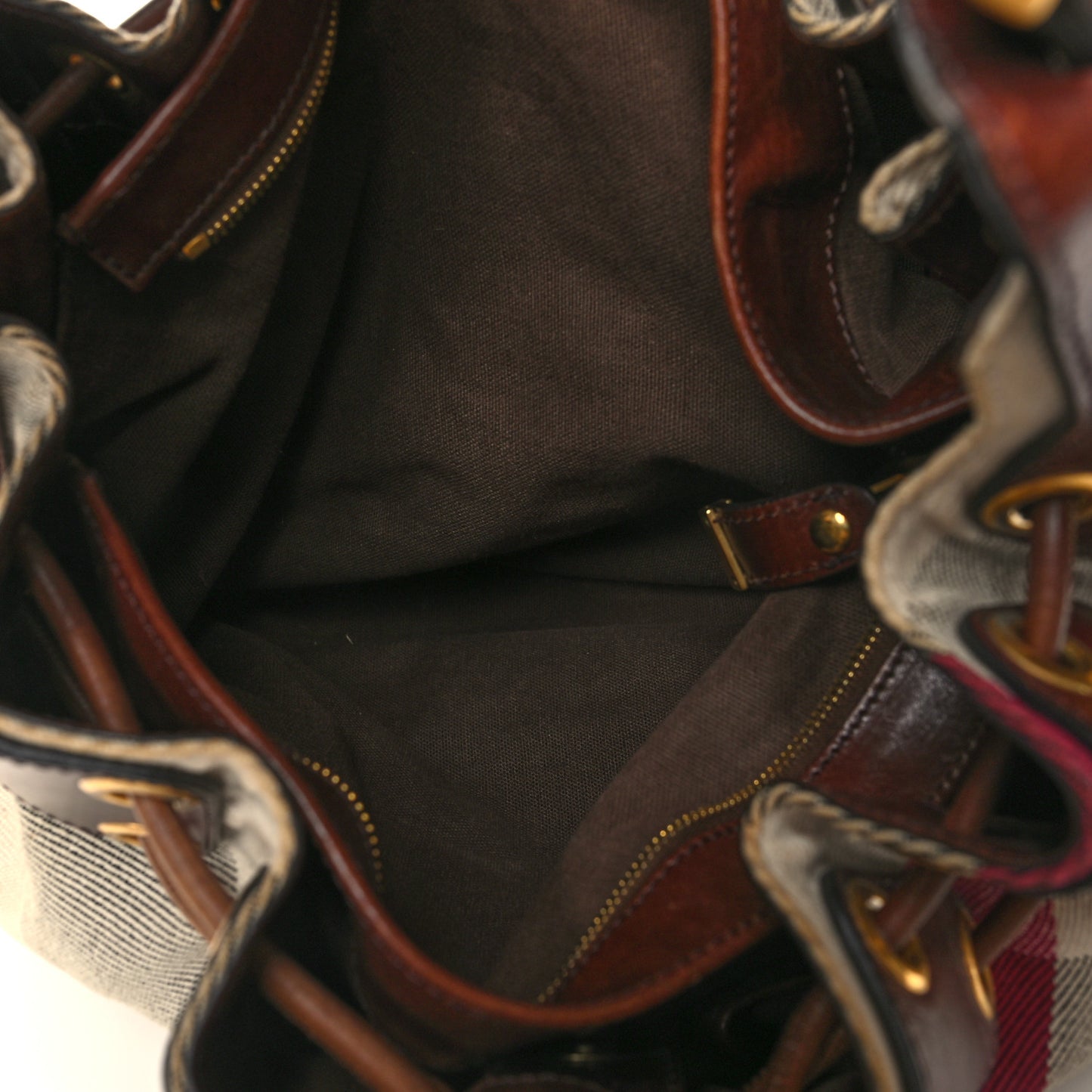 Canvas Mega Nova Check Warrior Shoulder Bag Brown