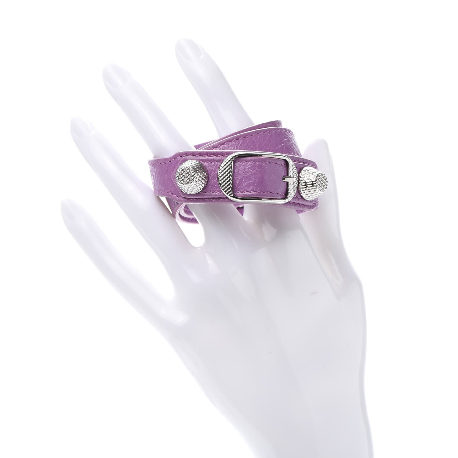 Balenciaga Agneau Giant 12 Silver Hardware Triple Tour Bracelet S Rose Berlingot 2 of 7