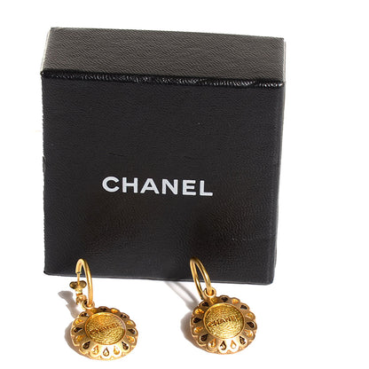 Chanel Glitter Resin CC Dangle Earrings Gold 5 of 5