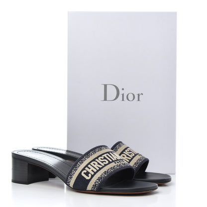 Christian Dior Cotton Embroidered Dway 40mm Slide Sandals 41 Deep Blue 13 of 13