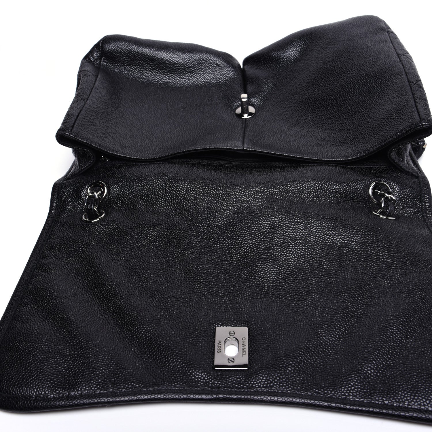 Chanel Grained Calfskin Large Natural Beauty Flap Black 11 of 13