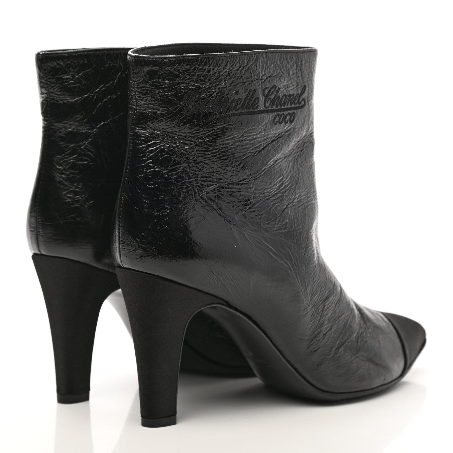Chanel Satin Grosgrain Cap Toe Ruffle Boots 37.5 Black 38 Black 4 of 9