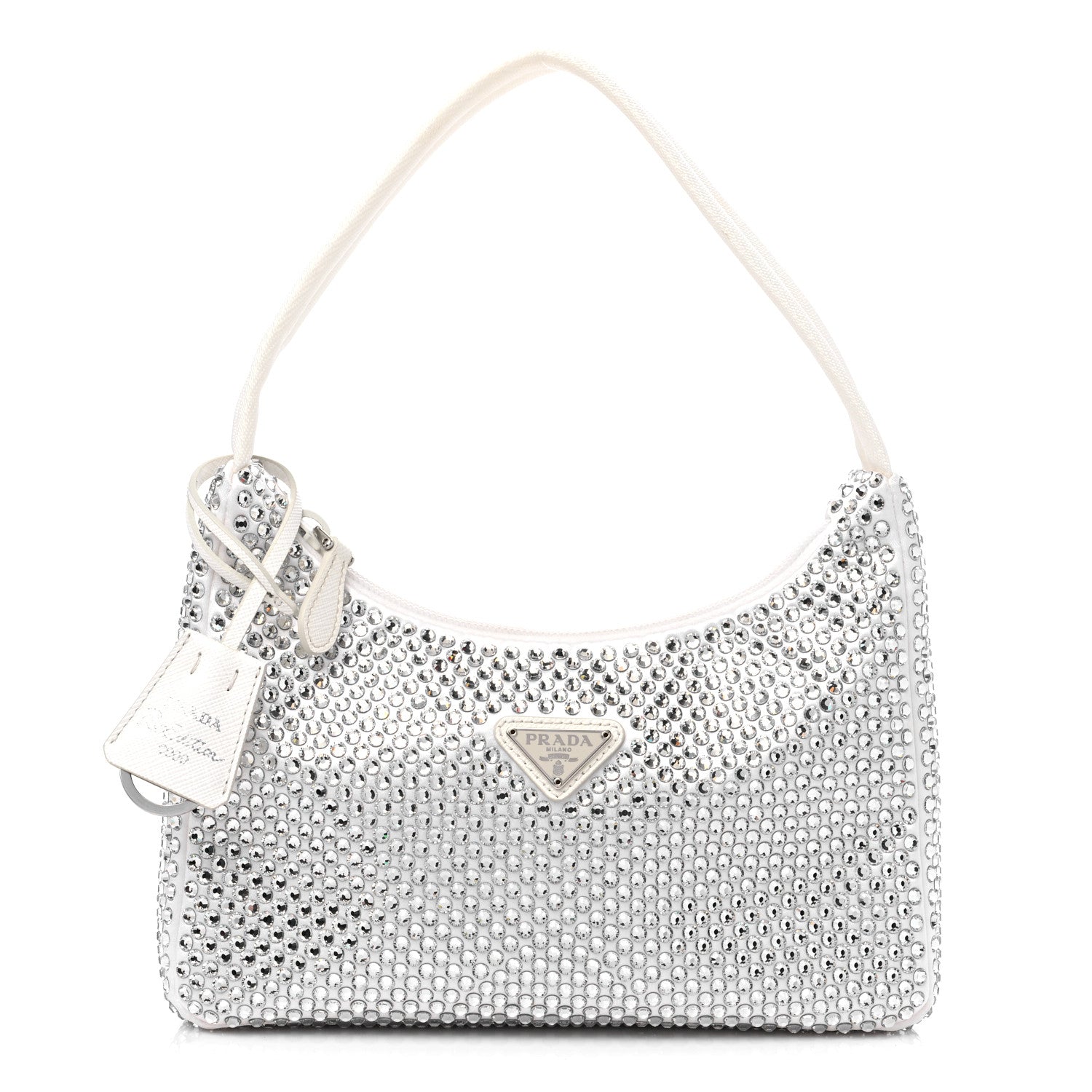 Prada Satin Crystal Mini Re-Edition 2000 Bag White 1 of 9