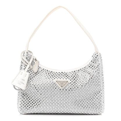 Prada Satin Crystal Mini Re-Edition 2000 Bag White 1 of 9
