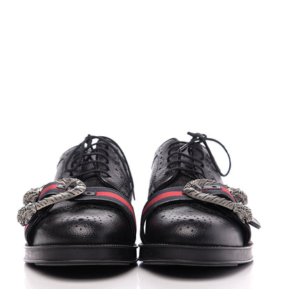 Gucci Pebbled Calfskin Dionysus Web Mens Martins Shoes 8 Black 2 of 12