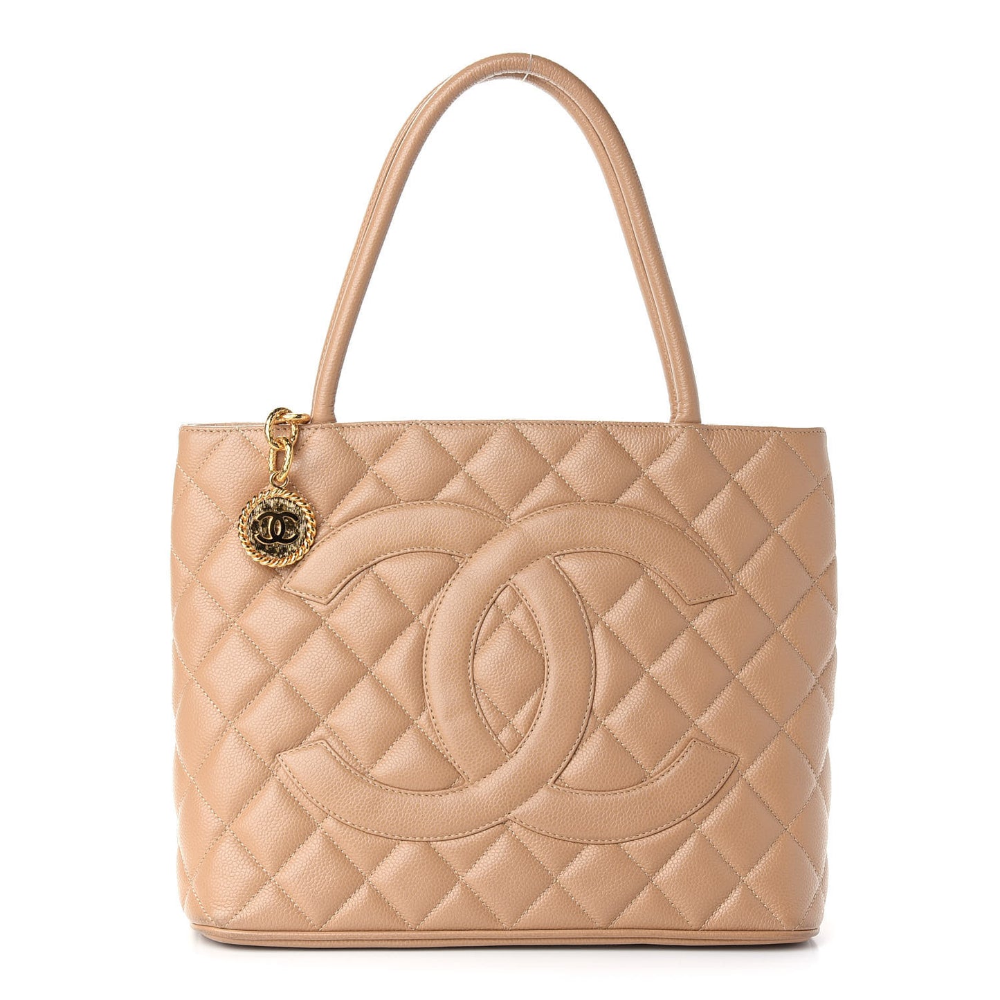 Caviar Quilted Medallion Tote Beige