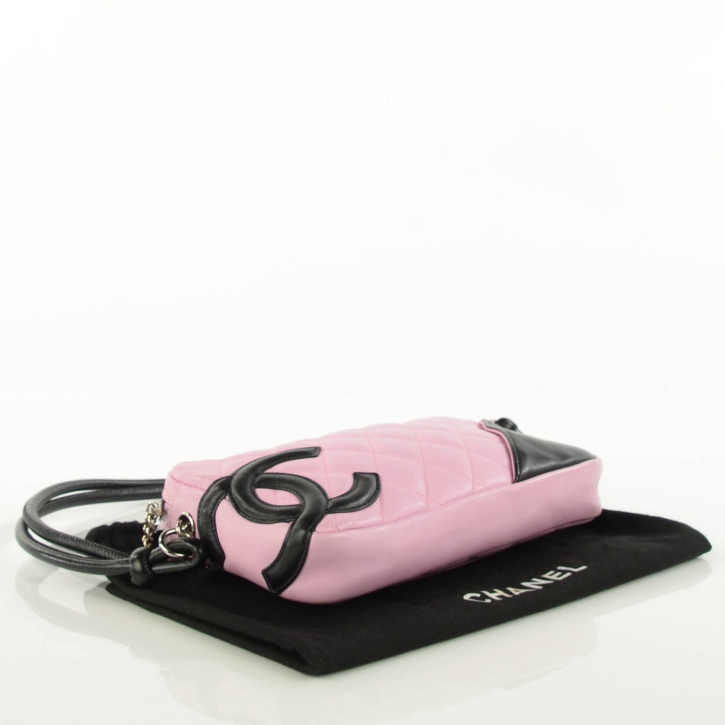Calfskin Quilted Cambon Pochette Pink Black