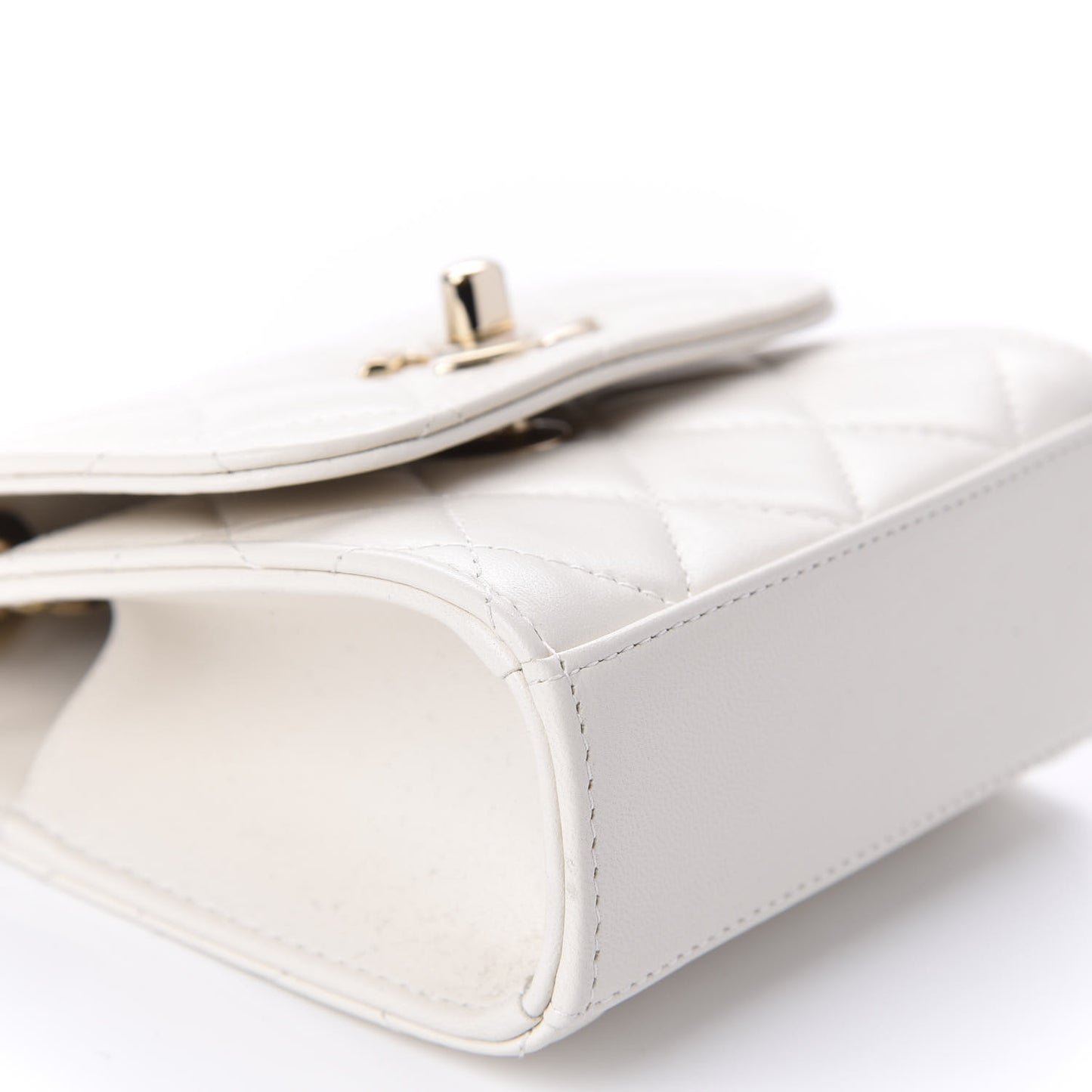 Lambskin Quilted Mini Trendy CC Clutch With Chain Ecru