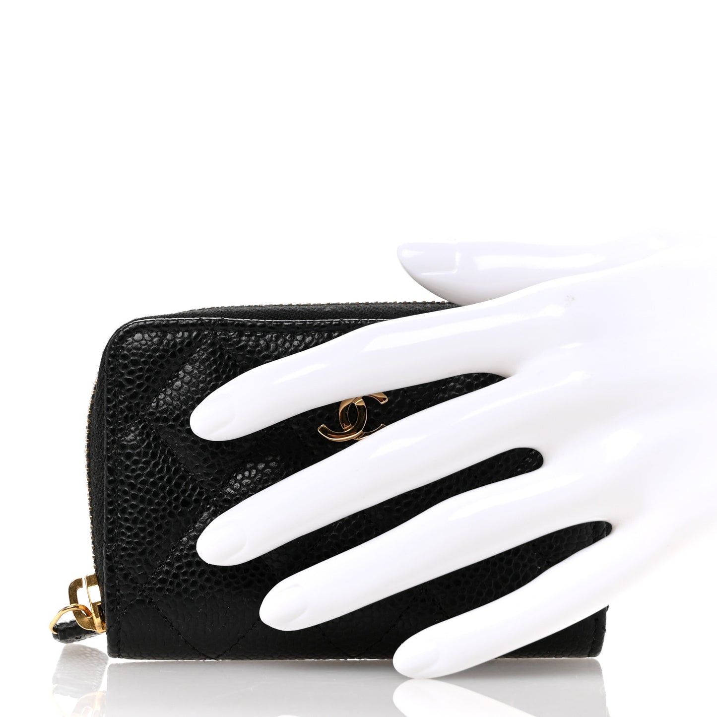 Caviar Quilted Zip Coin Purse Black
