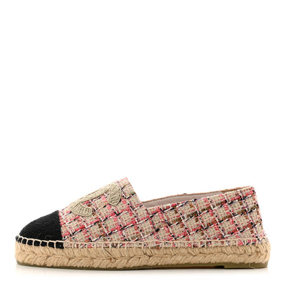Chanel Tweed CC Espadrilles 37 Pink Black 1 of 8