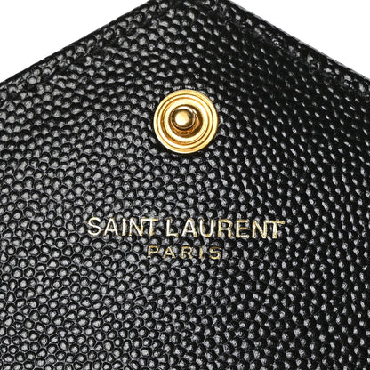 Saint Laurent Grain De Poudre Matelasse Chevron Small Monogram Envelope Wallet Black 6 of 6