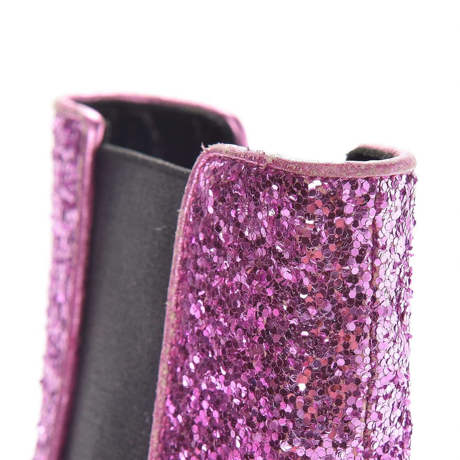 Saint Laurent Metallic Glitter Calfskin Babies Chelsea 90 Ankle Boots 36.5 Pink 9 of 9