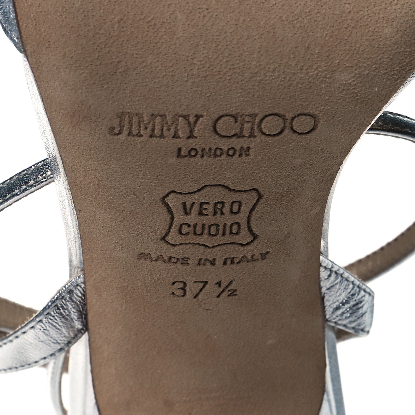 Metallic Calfskin Juliet 85 Sandals 37.5 Silver