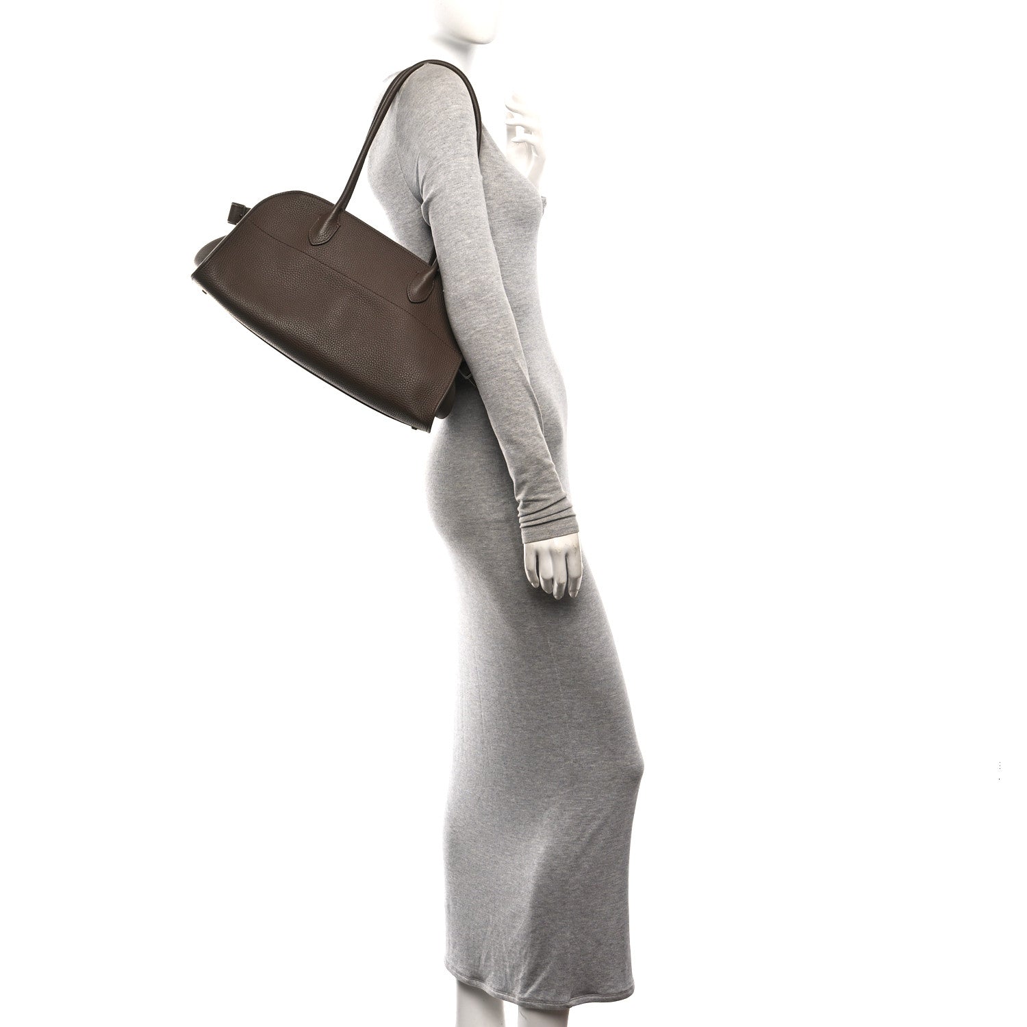 The Row Matte Grained Calfskin Margaux Shoulder 12  Dark Olive 2 of 9