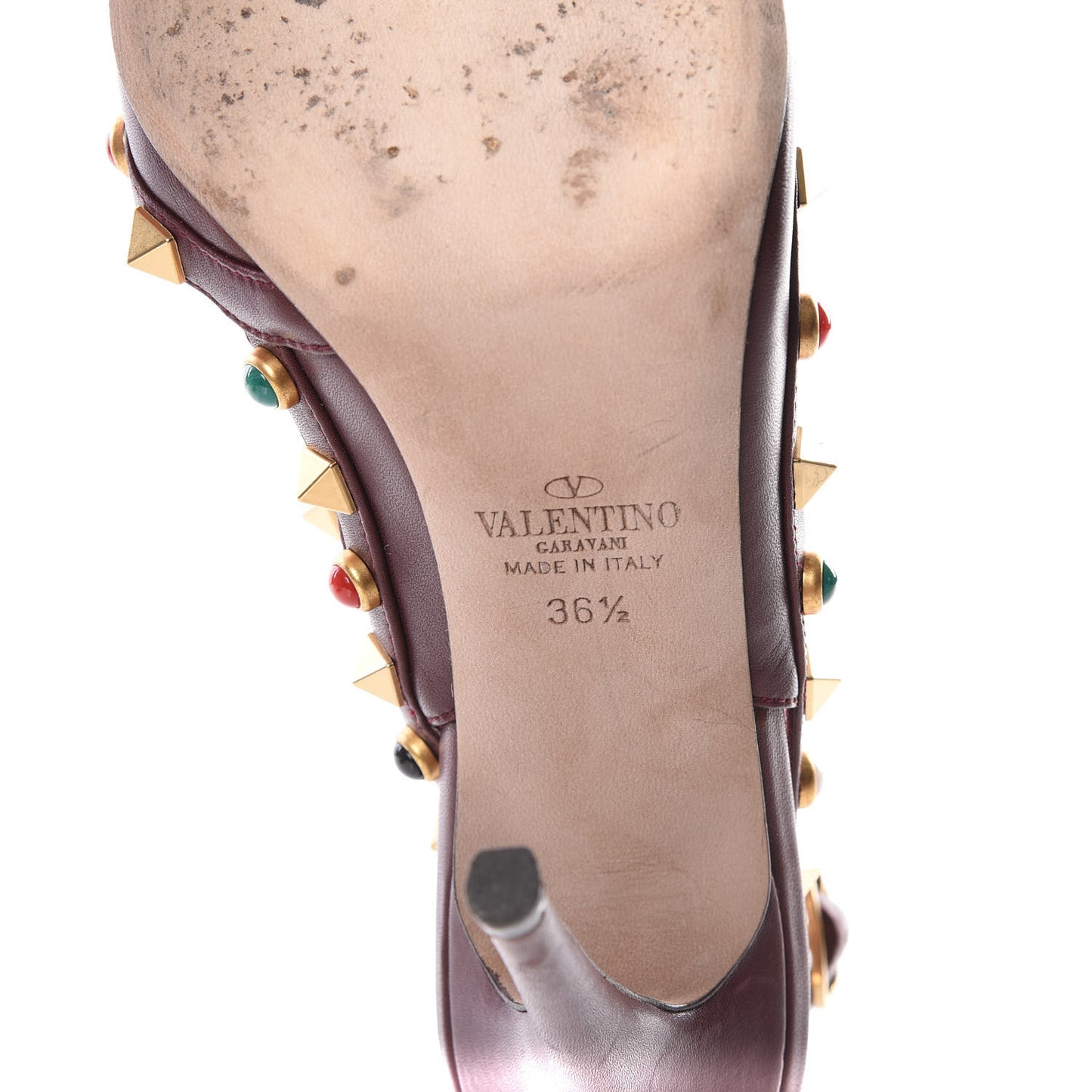 Nappa Rockstud Rolling Ankle Strap 100mm Pumps 36.5 Rubin