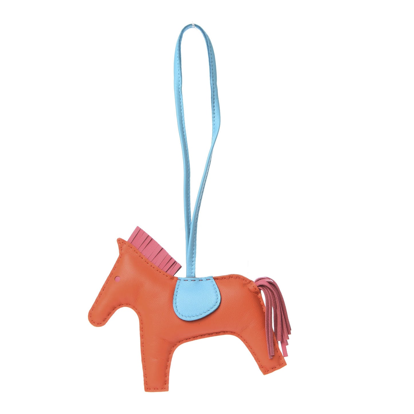 Milo Lambskin Grigri Rodeo Horse Bag Charm PM Orange Poppy Rose Azalee Bleu Azteque