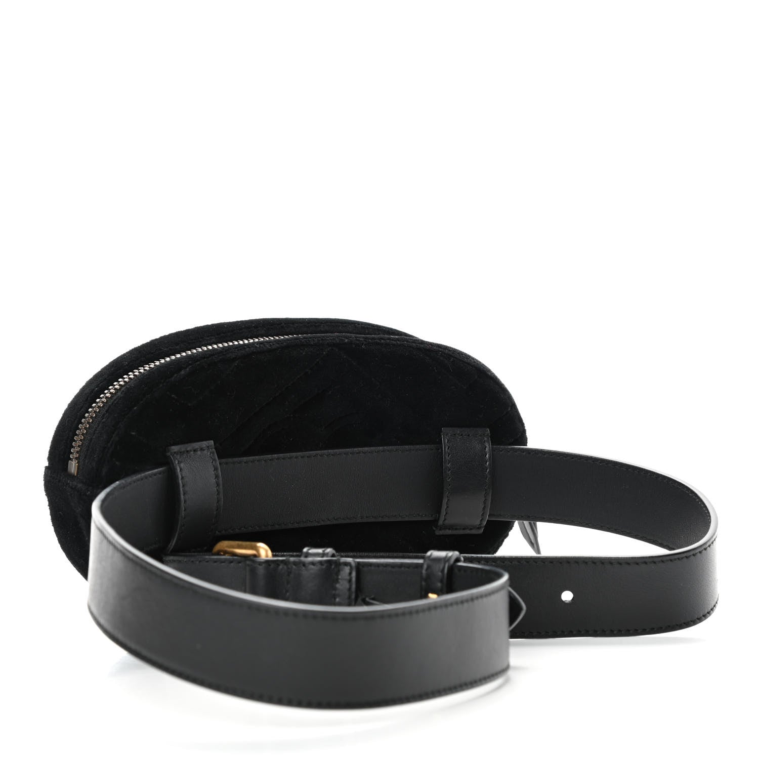 Gucci Velvet Matelasse GG Marmont Belt Bag 75 30 Black 2 of 4