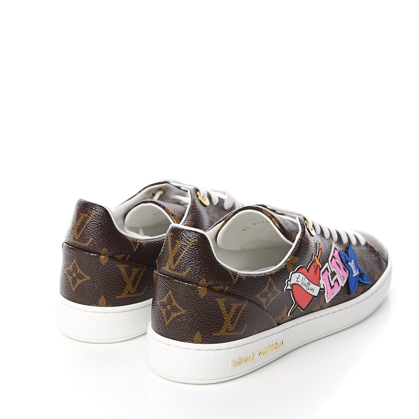 Calfskin Monogram LV Black Heart Sneakers 37 Cacao