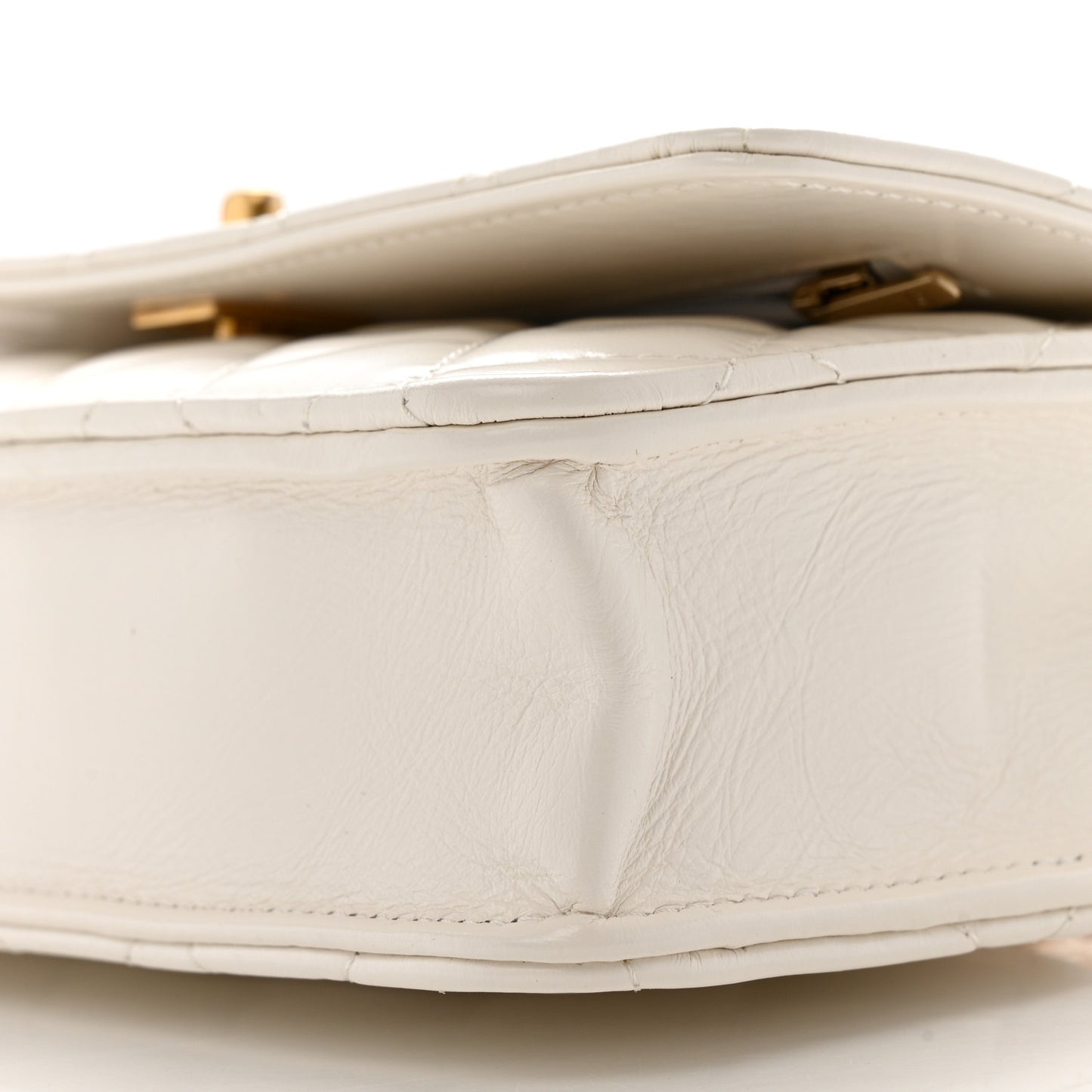 Shiny Calfskin Quilted Multicolor Top Handle Wallet On Chain WOC White