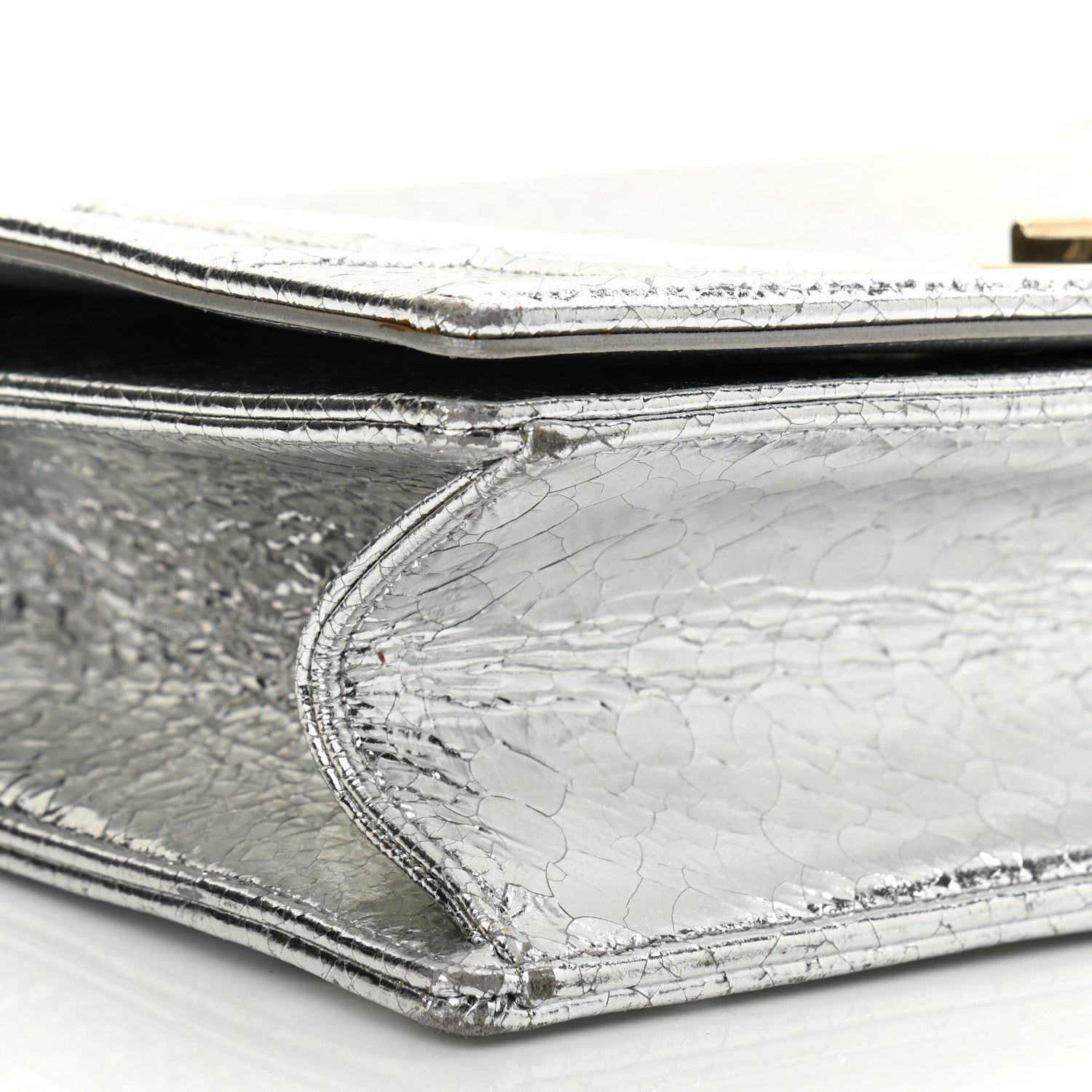 Christian Dior Metallic Ceramic Effect Deerskin Medium Diorama Flap Bag Silver 9 of 13