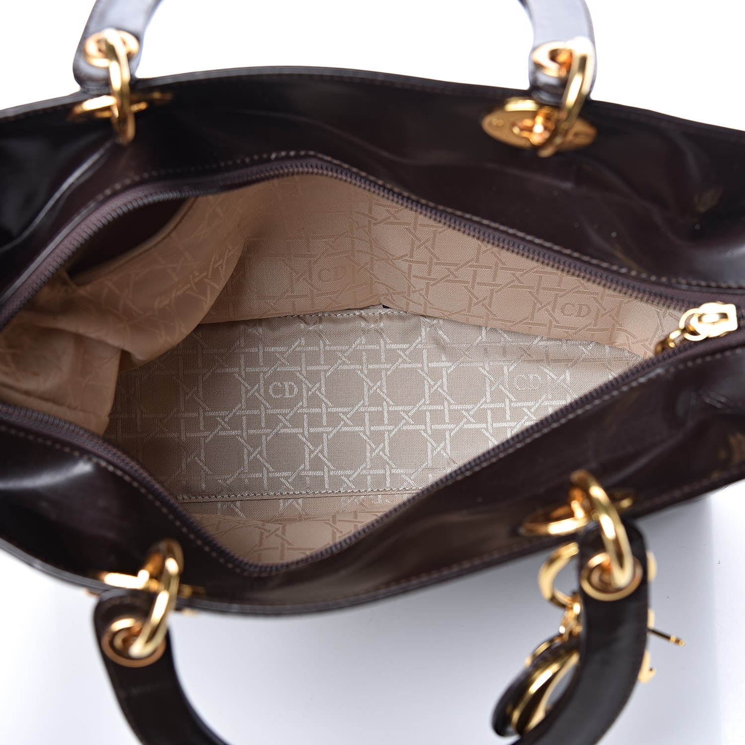 Christian Dior Glazed Calfskin Large Lady Dior Dark Brown 5 of 9